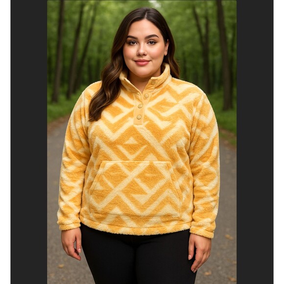 Hurley Sweaters - Hurley Pullover Sweater Women's XXL Orange Fleece 1/4 Snap Long Sleeve Sealed